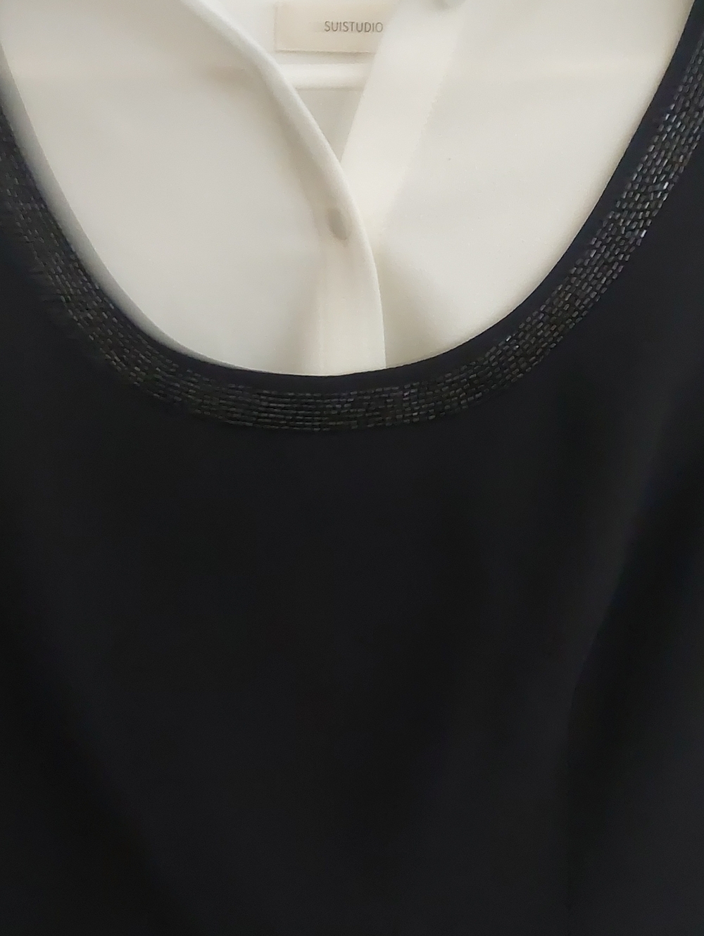 Suit Studio Black Top with White Button-Front Layer